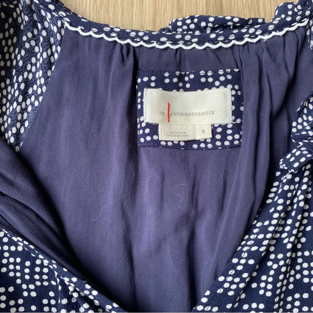⭐️Anthropologie Women’s Mini Babydoll Dress with white polka dots 🤍 Size Small - Picture 10 of 10